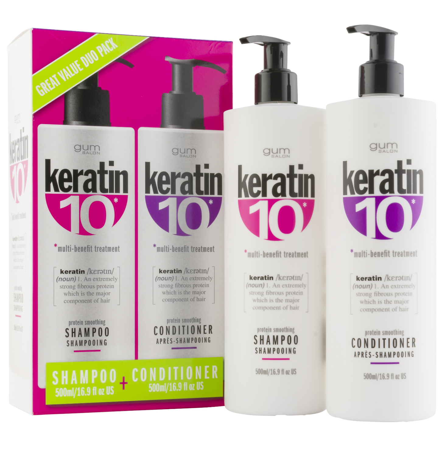 Gum Salon Keratin 10 Multi Benefit Protein Shampoo + Conditioner Duo